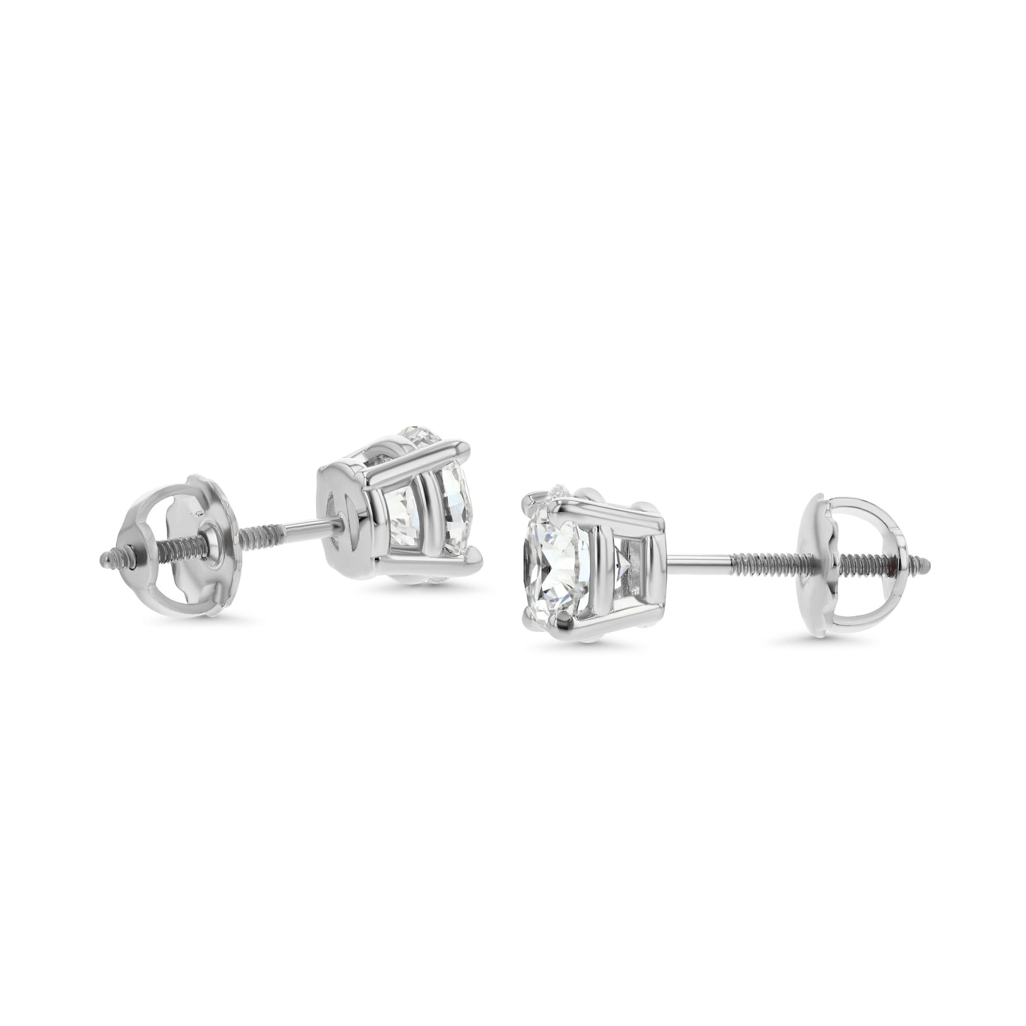 18k White Gold 4-prong Round Diamond Stud Earrings 1/2ctw (4.0mm Ea), G-h Color, I1 Clarity