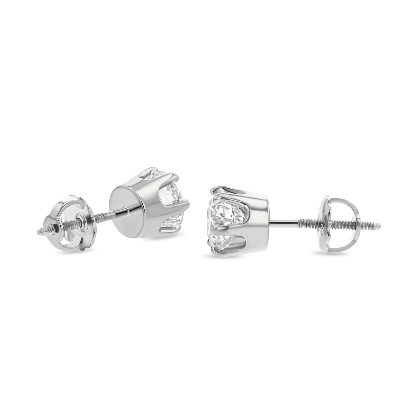 14k White Gold 6-prong Round Diamond Stud Earrings 1ctw (5.2mm Ea), H Color, Si3-i1 Clarity