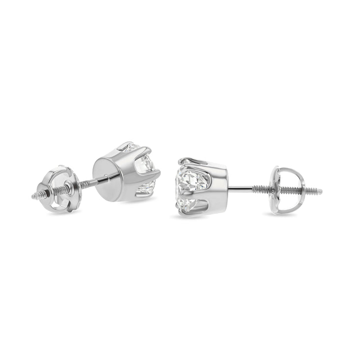 14k White Gold 6-prong Round Diamond Stud Earrings 1/2ctw (4.1mm Ea), G-h Color, I1 Clarity