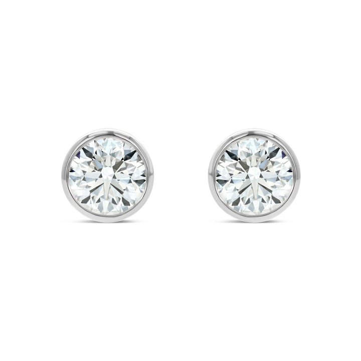 14k White Gold Bezel Round Diamond Stud Earrings 1/2ctw (4.1mm Ea), G-h Color, I1 Clarity