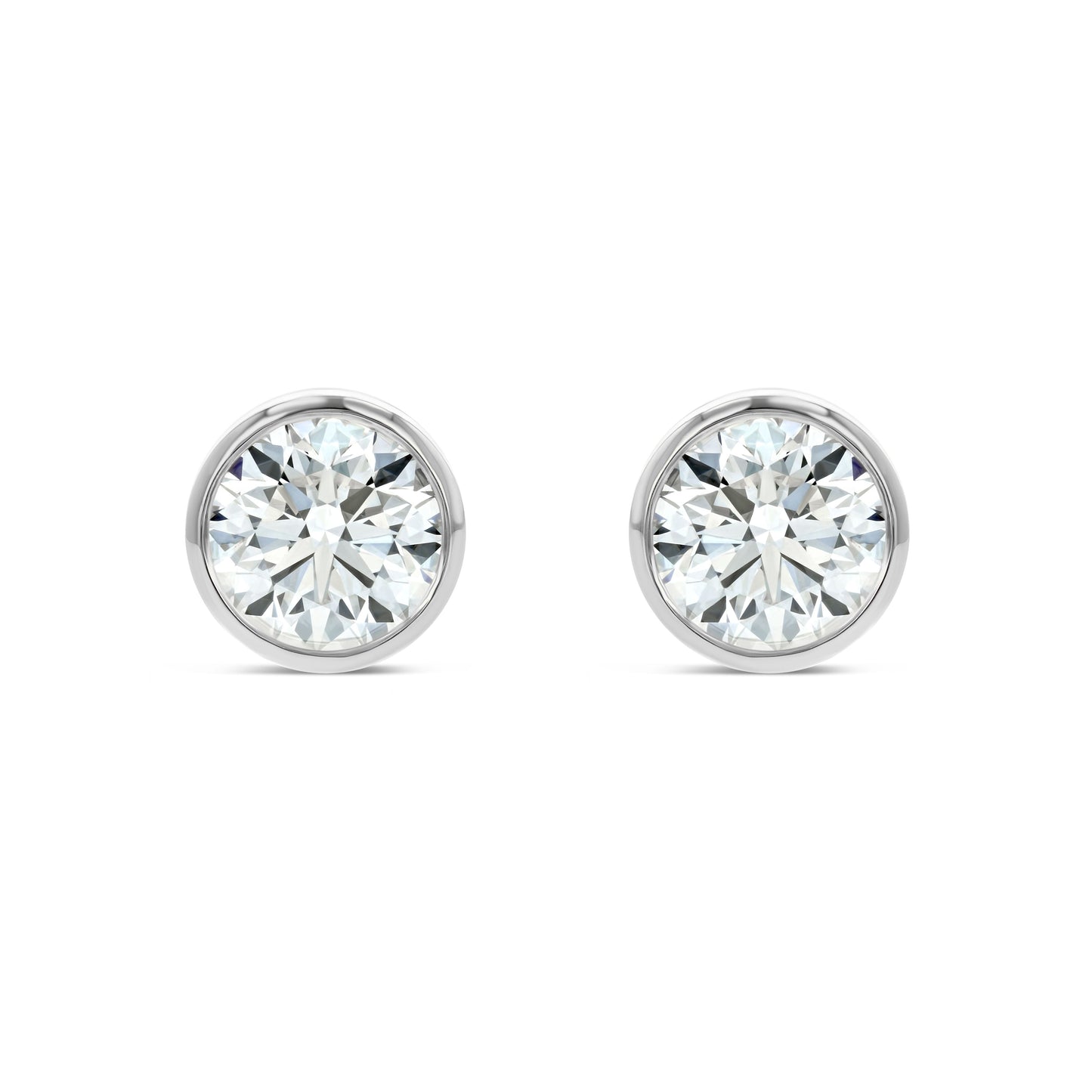 14k White Gold Bezel Set Round Brilliant Diamond Stud Earrings (1 Ct. T.w., Si1-si2 Clarity, J-k Color)