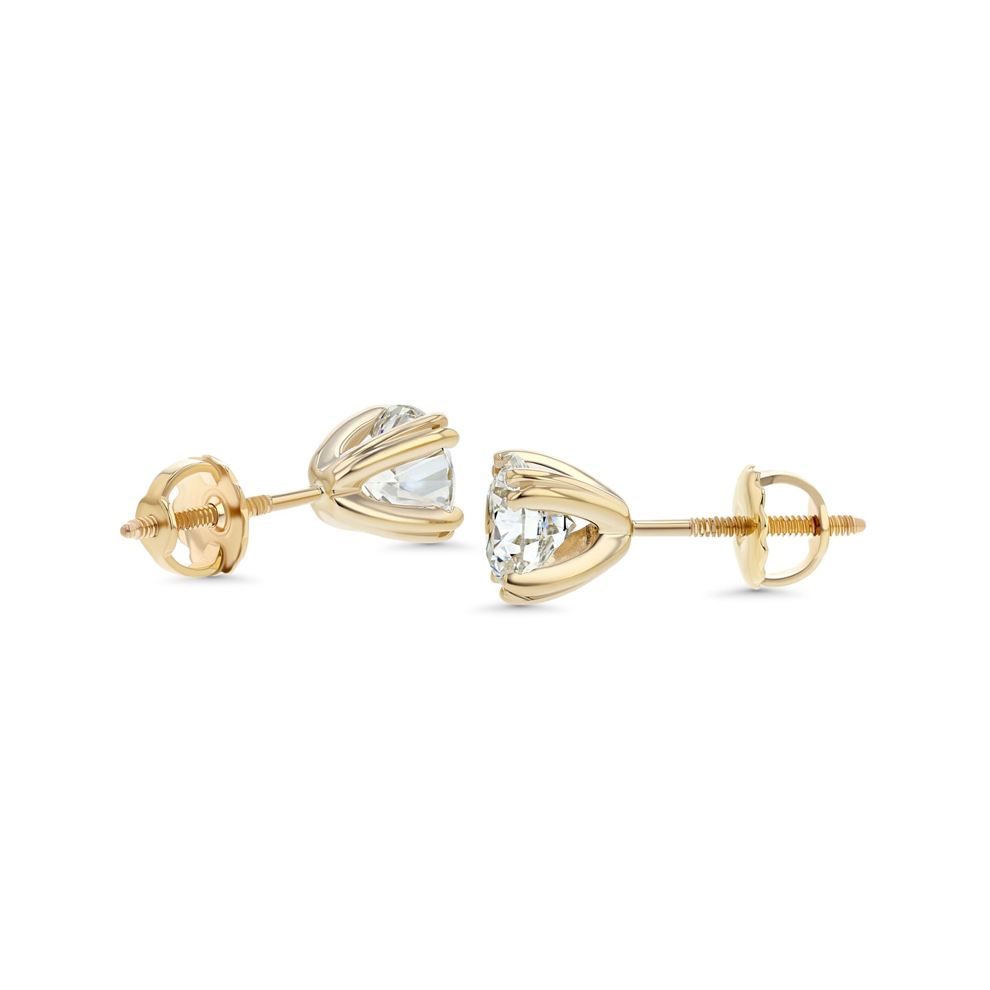 18k Yellow Gold 8-prong Round Brilliant Diamond Stud Earrings (1.5 Ct. T.w., Si1-si2 Clarity, J Color)