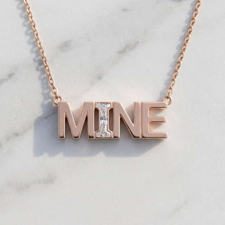 MINE lab-grown diamond letter necklace in 14K Rose Gold
