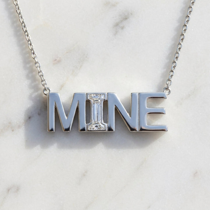 MINE lab-grown diamond letter necklace in 14K White Gold
