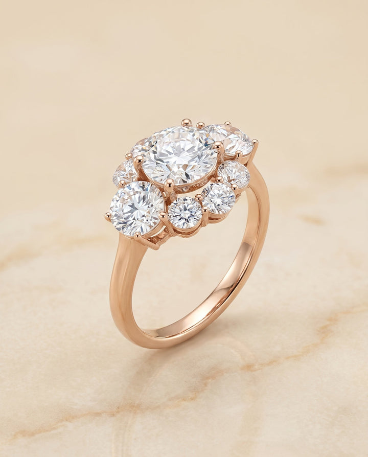 Pamina Select Modern Blossom Cluster Solitaire in 14K Rose Gold – view 6