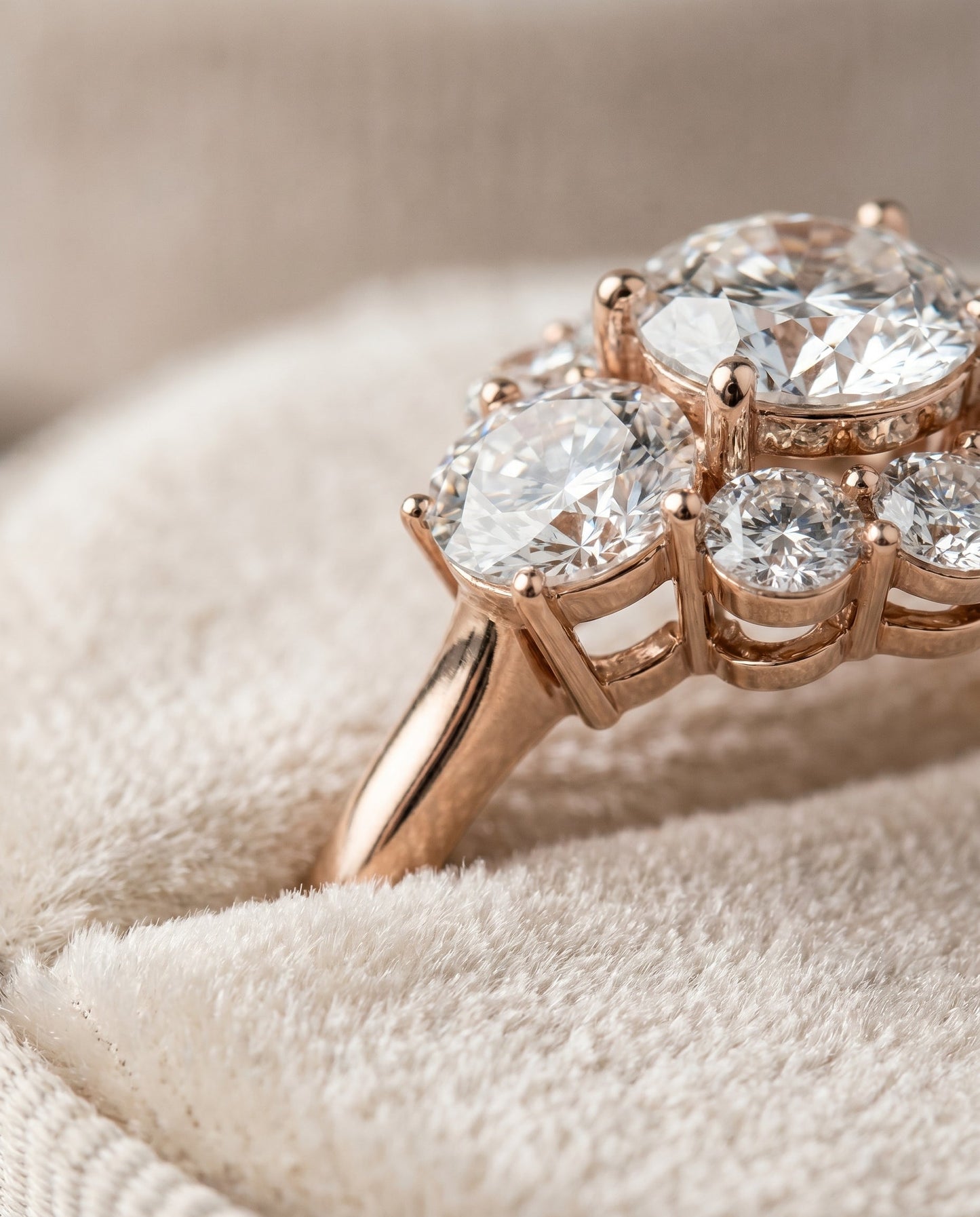 Pamina Select Modern Blossom Cluster Solitaire in 14K Rose Gold – view 4