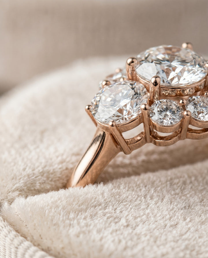 Pamina Select Modern Blossom Cluster Solitaire in 14K Rose Gold – view 4