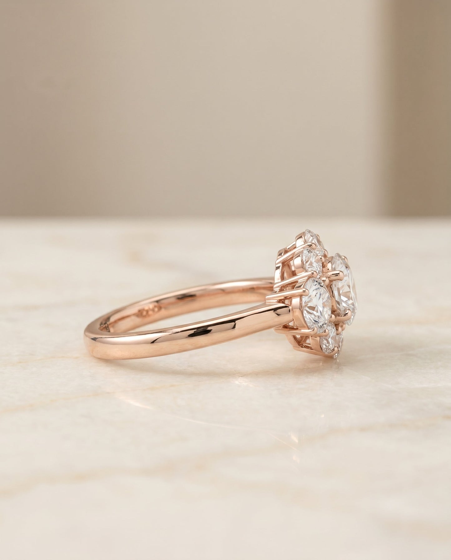 Pamina Select Modern Blossom Cluster Solitaire in 14K Rose Gold – view 2