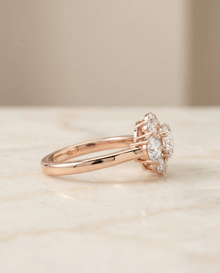 Pamina Select Modern Blossom Cluster Solitaire in 14K Rose Gold – view 2
