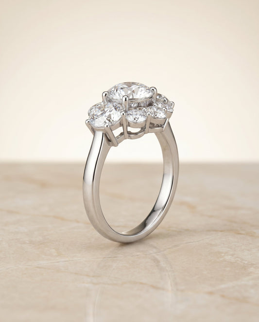 Pamina Select Modern Blossom Cluster Solitaire in Platinum – view 1