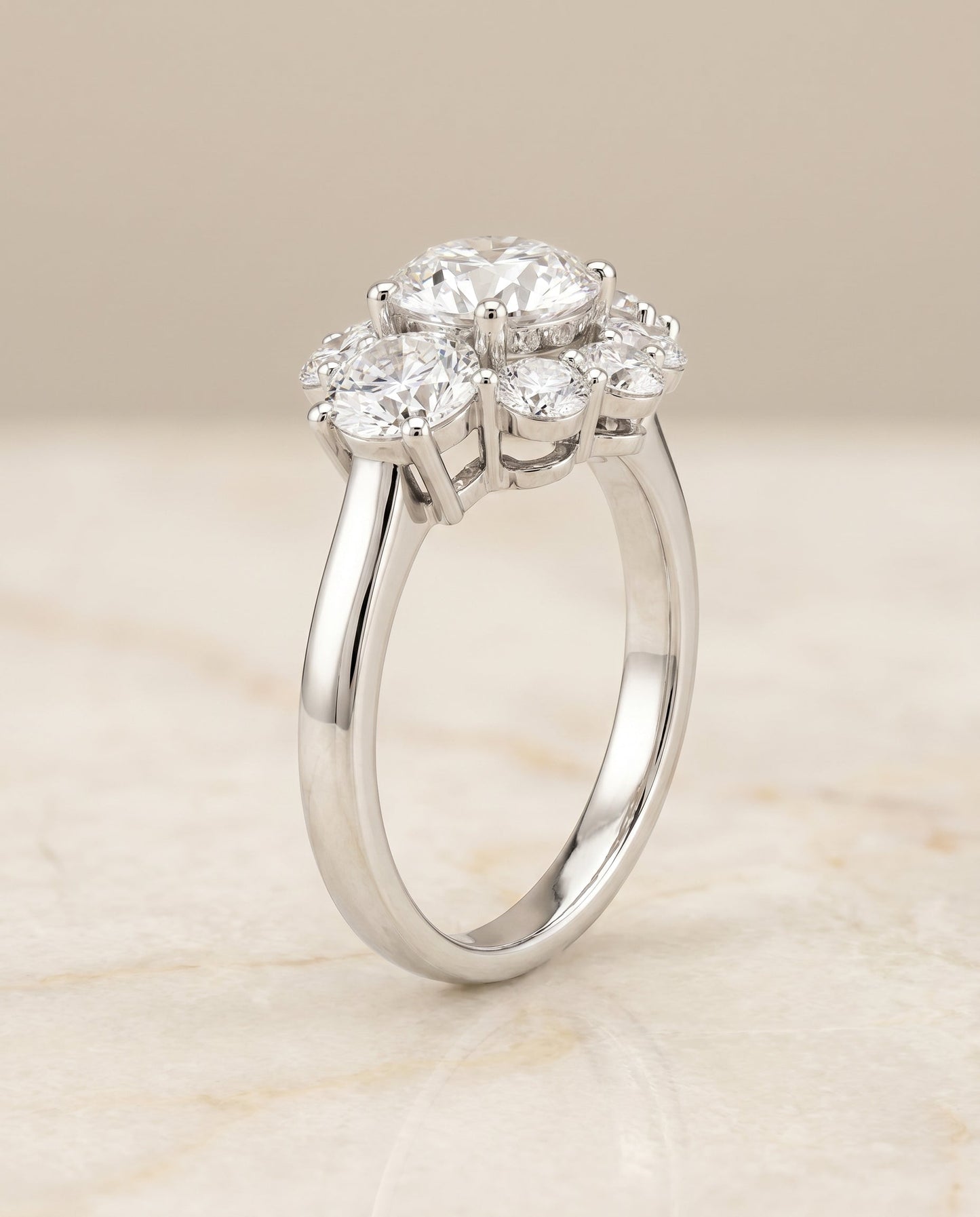 Pamina Select Modern Blossom Cluster Solitaire in Platinum – view 6