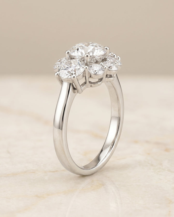 Pamina Select Modern Blossom Cluster Solitaire in Platinum – view 6