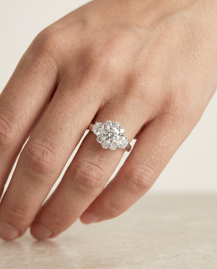 Pamina Select Modern Blossom Cluster Solitaire in Platinum – view 3