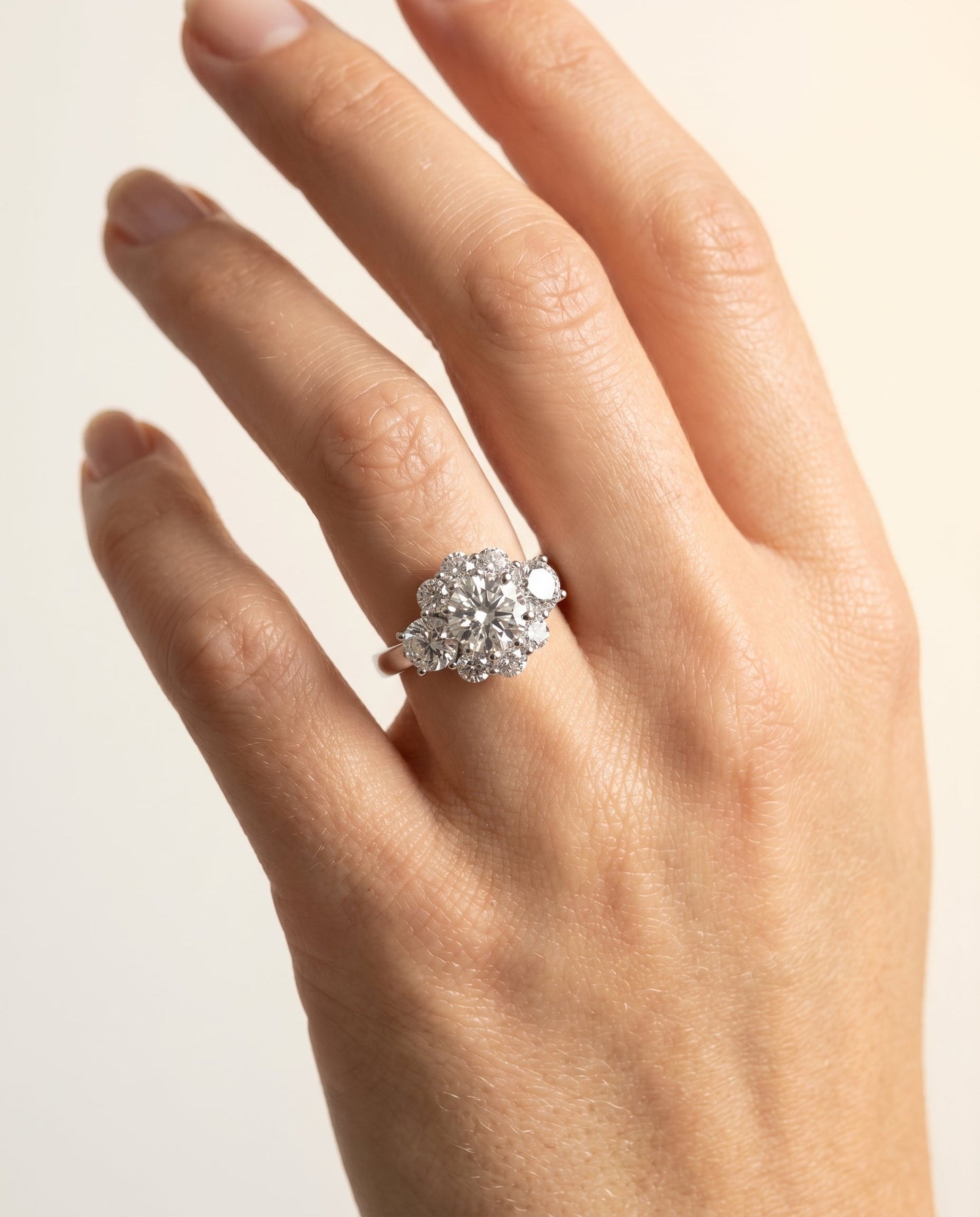 Pamina Select Modern Blossom Cluster Solitaire in Platinum – view 5