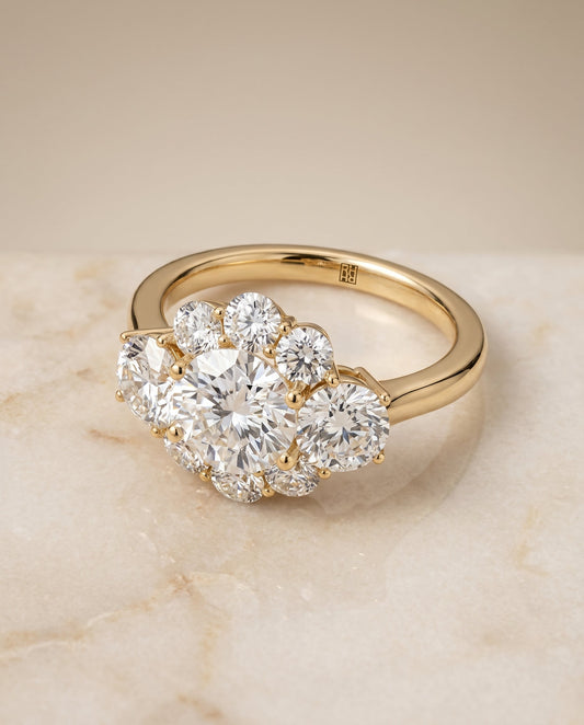 The Pamina Engagement Ring Setting for Round Diamonds in 18K Yellow Gold | RockHer