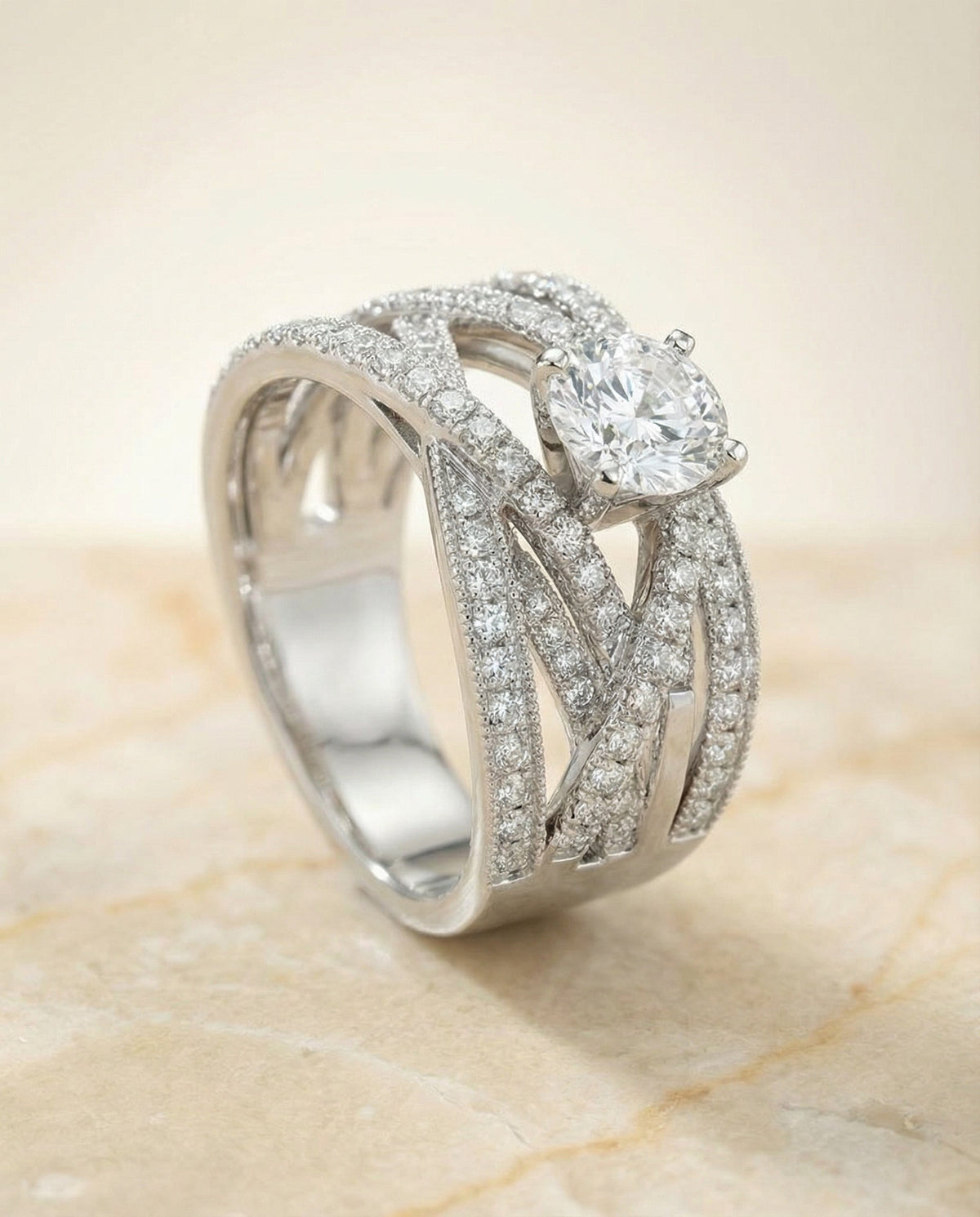 ตัวเรือนแหวนหมั้นเพชร Violetta ทรงกลม ทองคำขาว 18K จาก RockHer