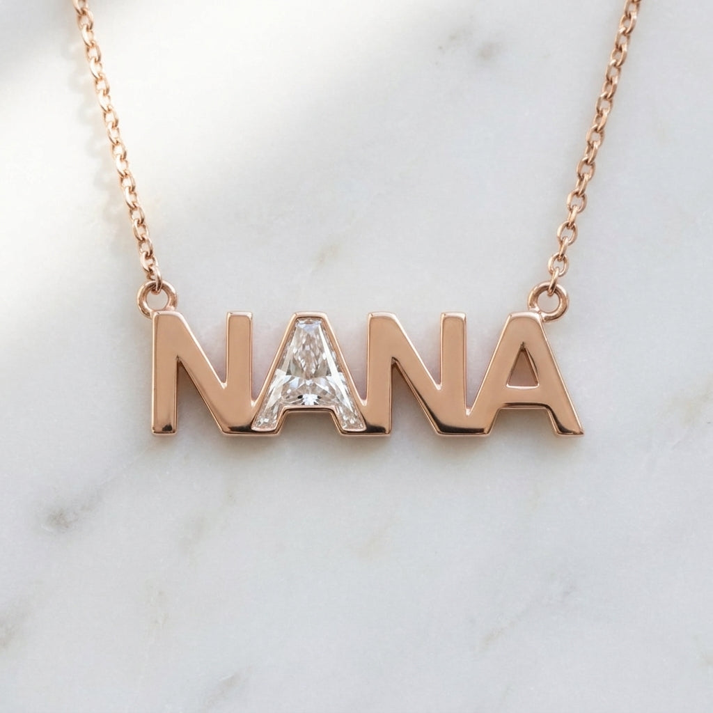 NANA lab-grown diamond letter necklace in 14K Rose Gold