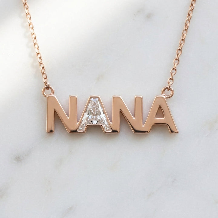 NANA lab-grown diamond letter necklace in 14K Rose Gold