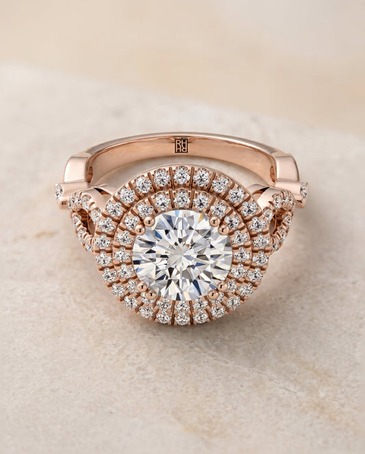 Calypso Select Open Side Double Halo in 14K Rose Gold – view 1