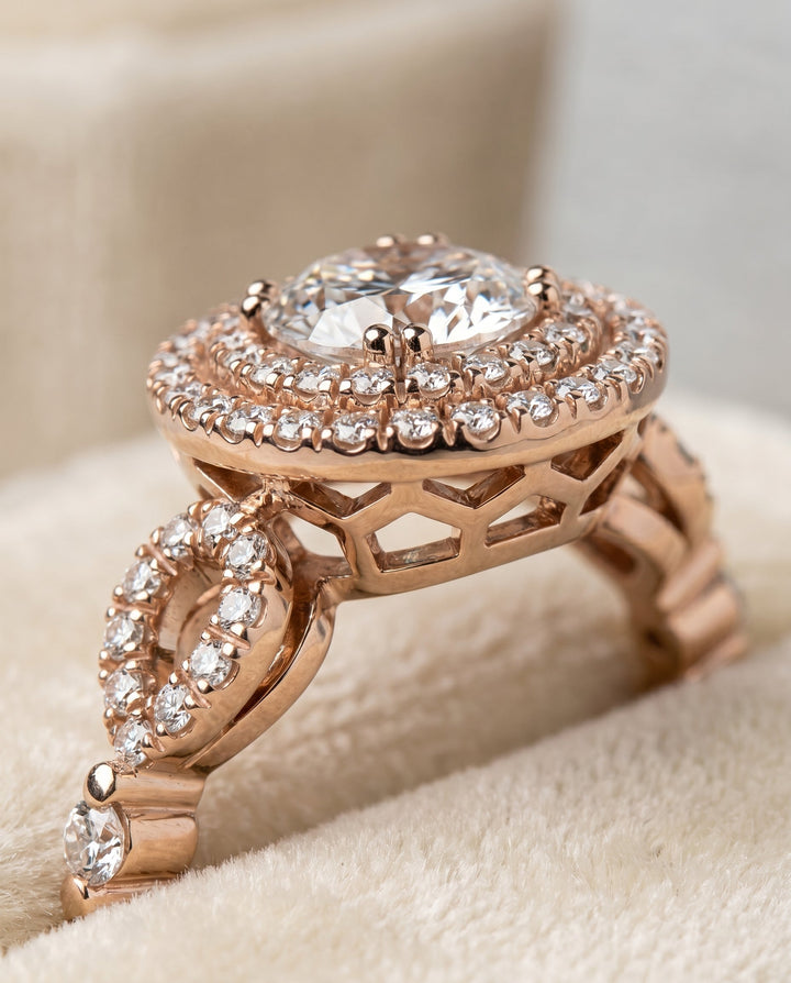 Calypso Select Open Side Double Halo in 14K Rose Gold – view 4