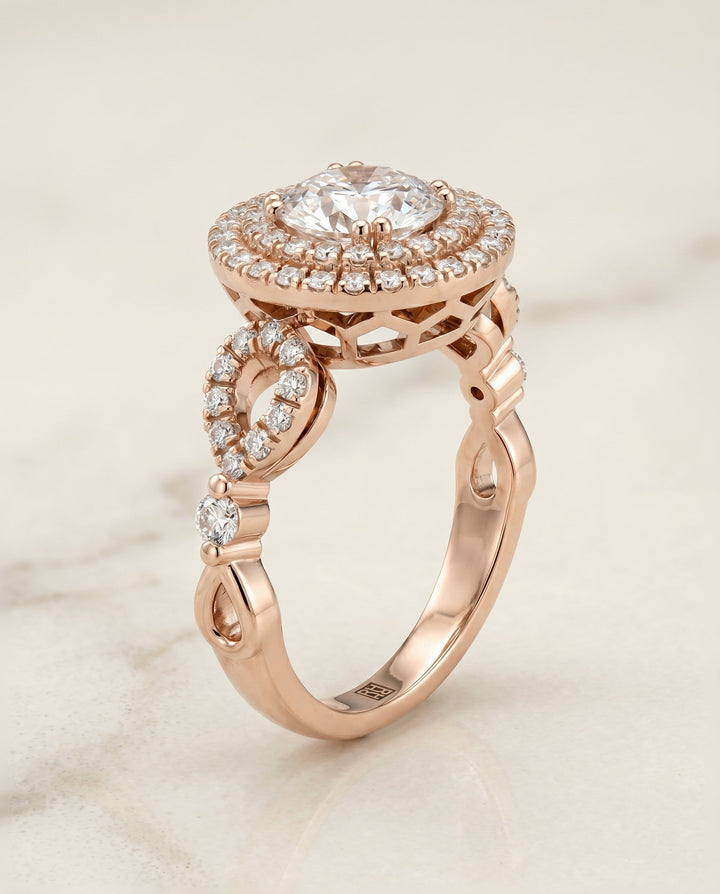 Calypso Select Open Side Double Halo in 14K Rose Gold – view 2