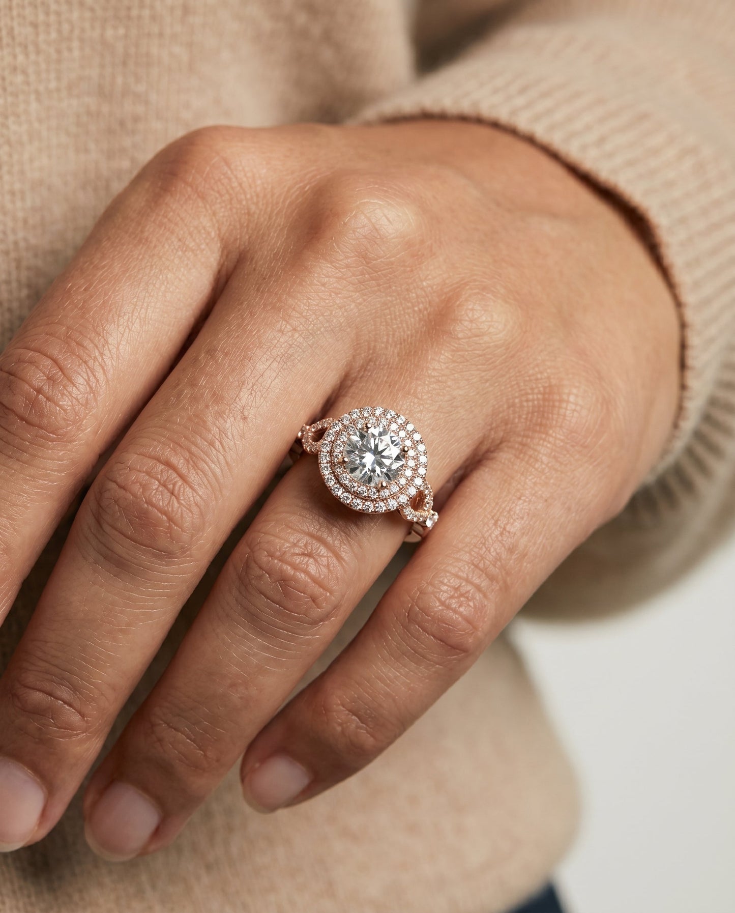 Calypso Select Open Side Double Halo in 14K Rose Gold – view 3