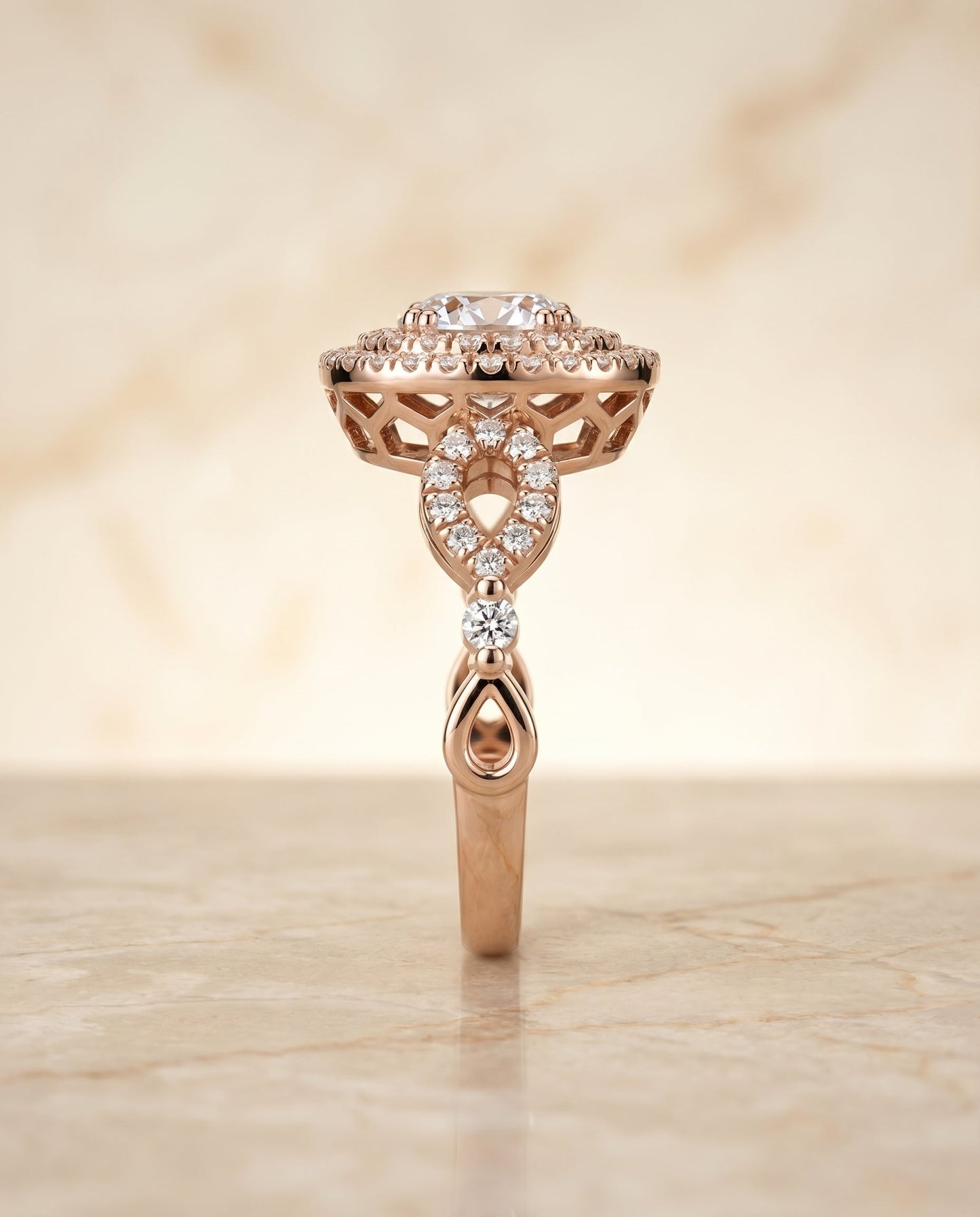 Calypso Select Open Side Double Halo in 14K Rose Gold – view 6