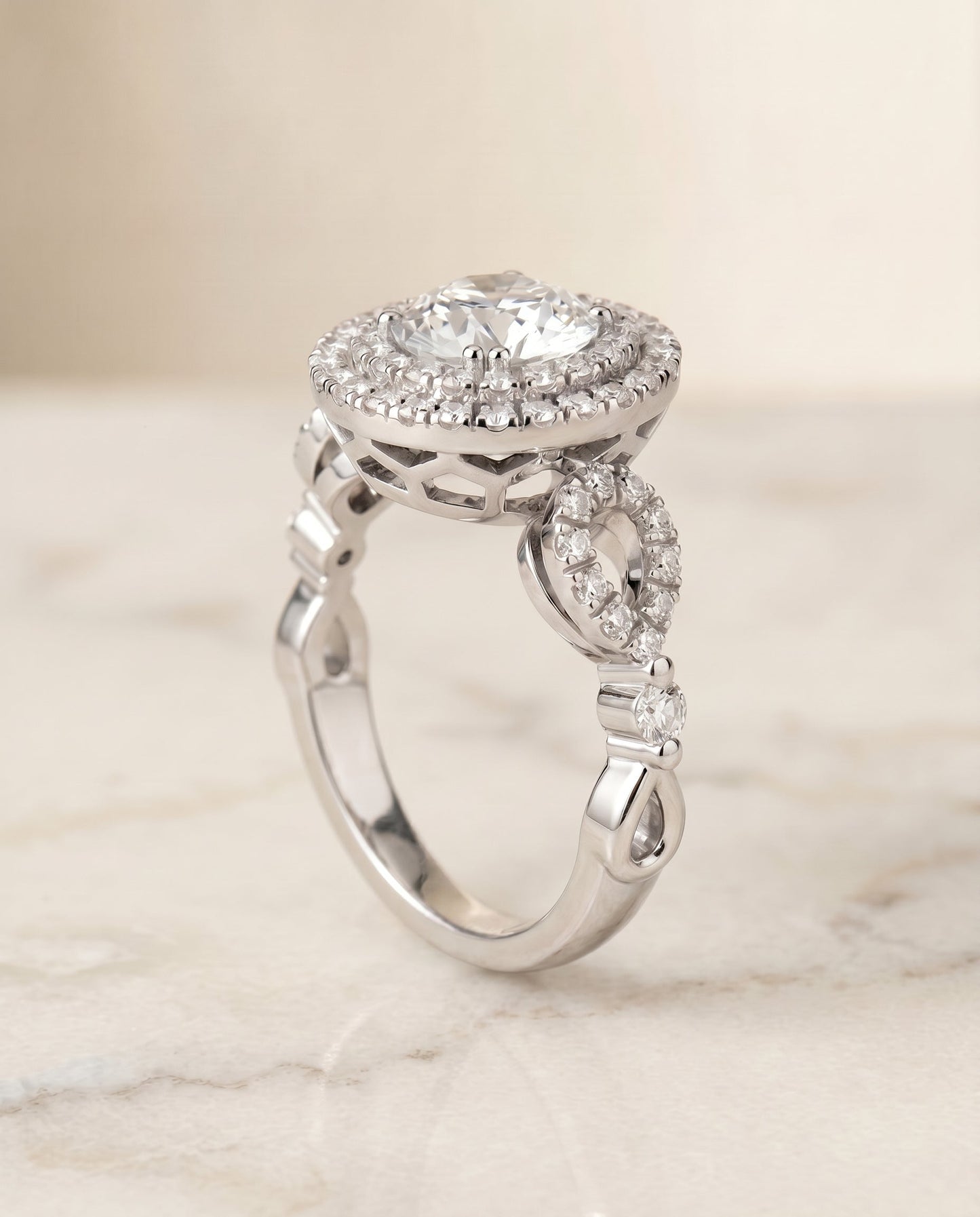 Calypso Select Open Side Double Halo in Platinum – view 6