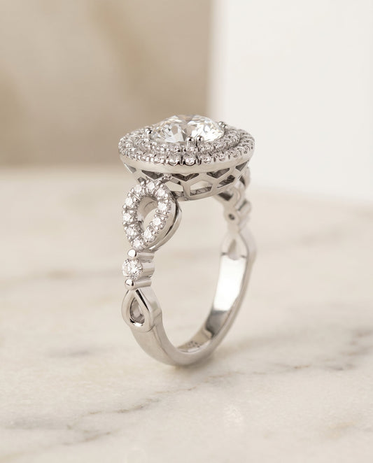 Calypso Select Open Side Double Halo in Platinum – view 1