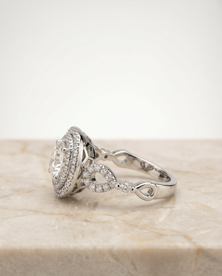 Calypso Select Open Side Double Halo in Platinum – view 2