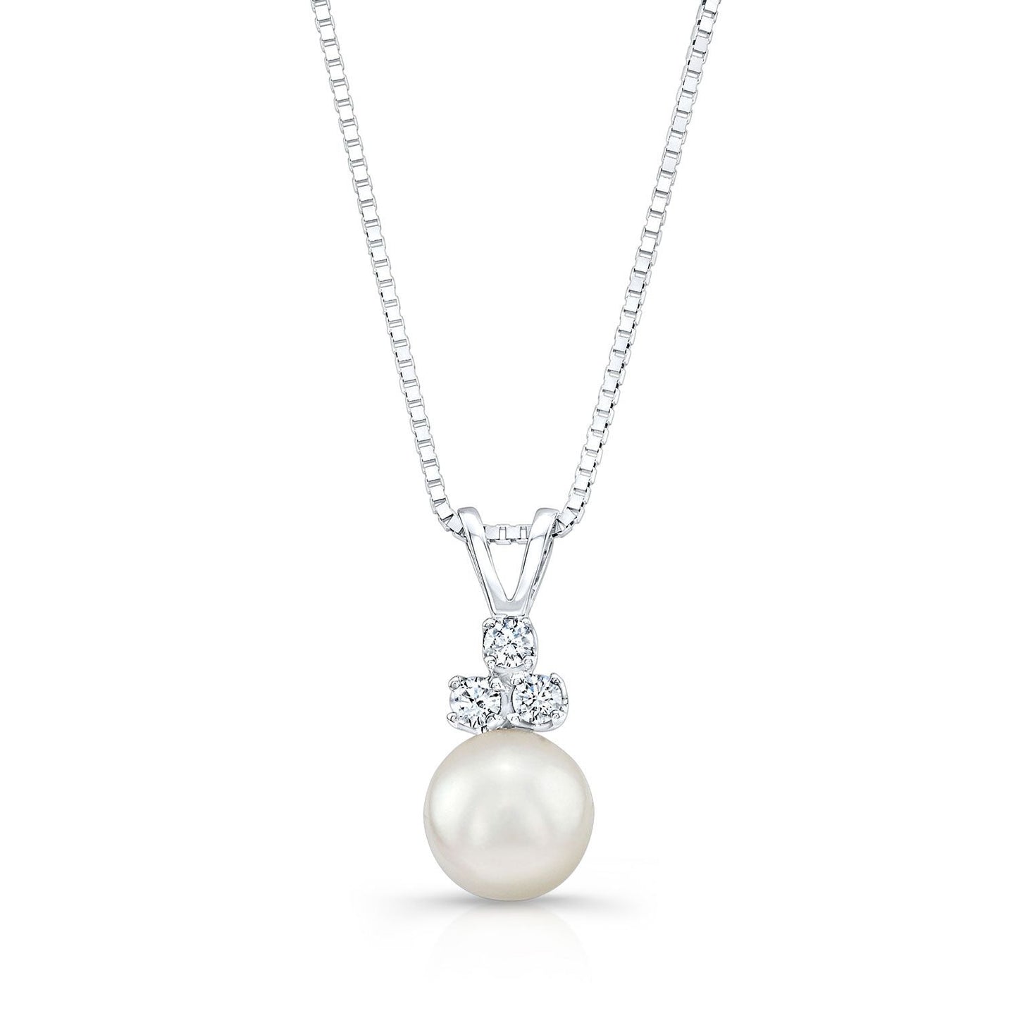 White Pearl & Diamond 14k Pendant