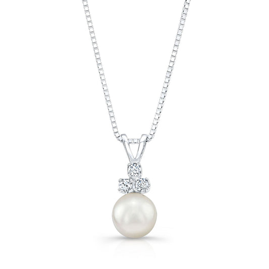 White Pearl & Diamond 14k Pendant