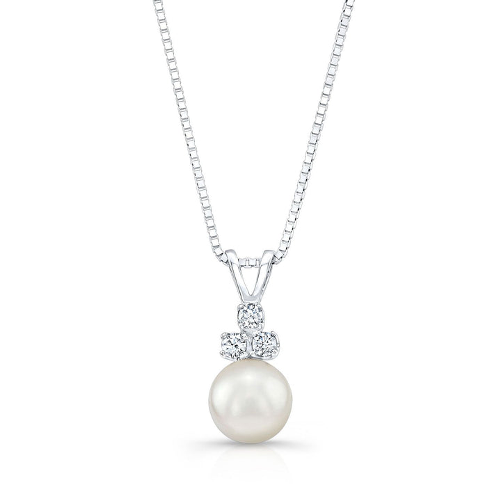Cultured Pearl Pear Shape Pendant in 14K White Gold – front view | RockHer