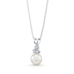 จี้ไข่มุกเลี้ยง ทรงหยดน้ำ ตัวเรือนทองคำขาว 14K จาก RockHer