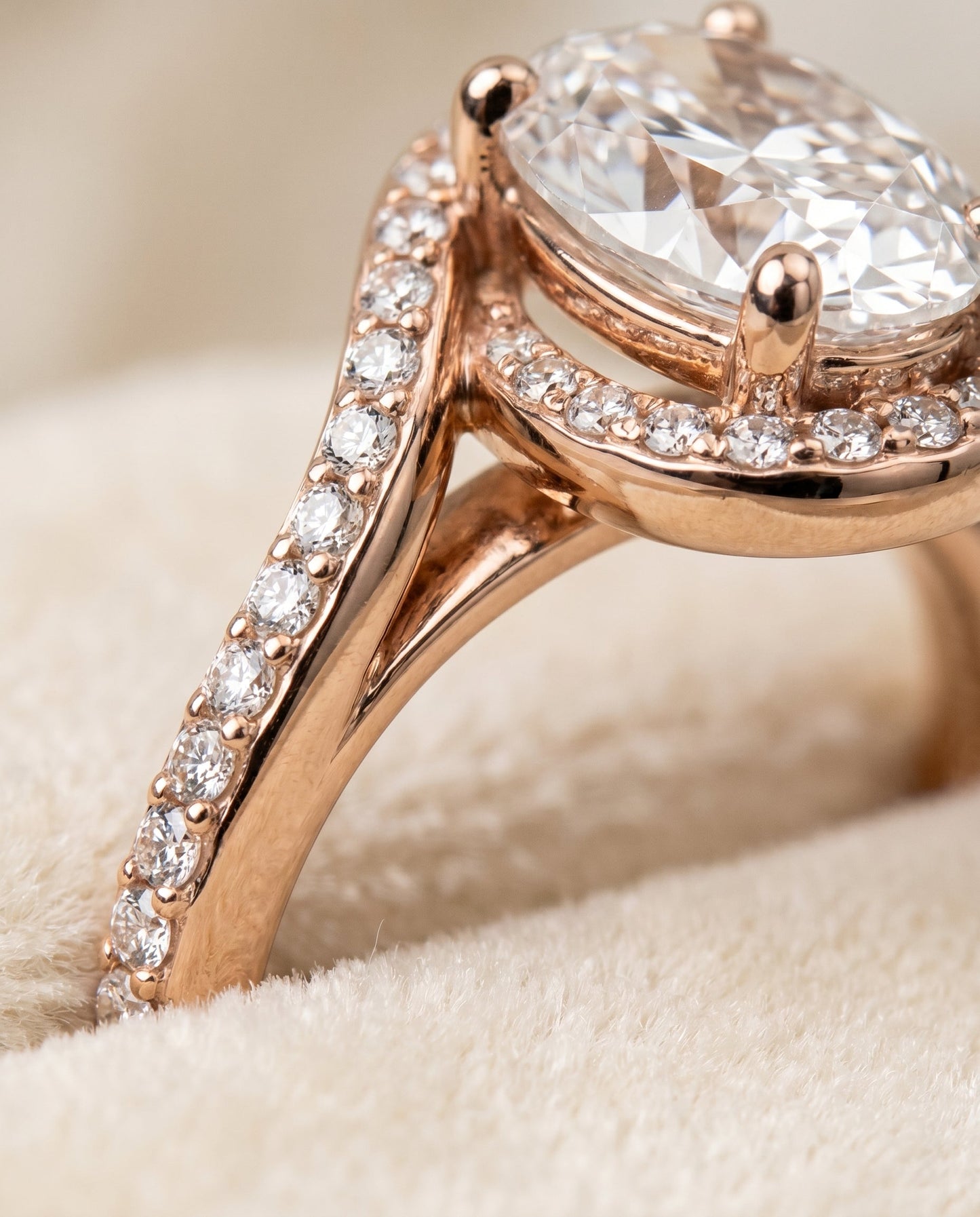 Adelaide Select Pave Swirl Halo Oval in 14K Rose Gold – view 4