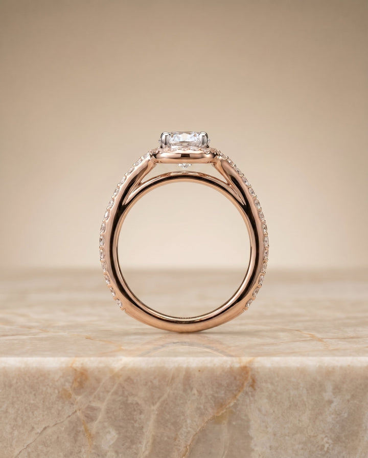 Adelaide Select Pave Swirl Halo Oval in 14K Rose Gold – view 6
