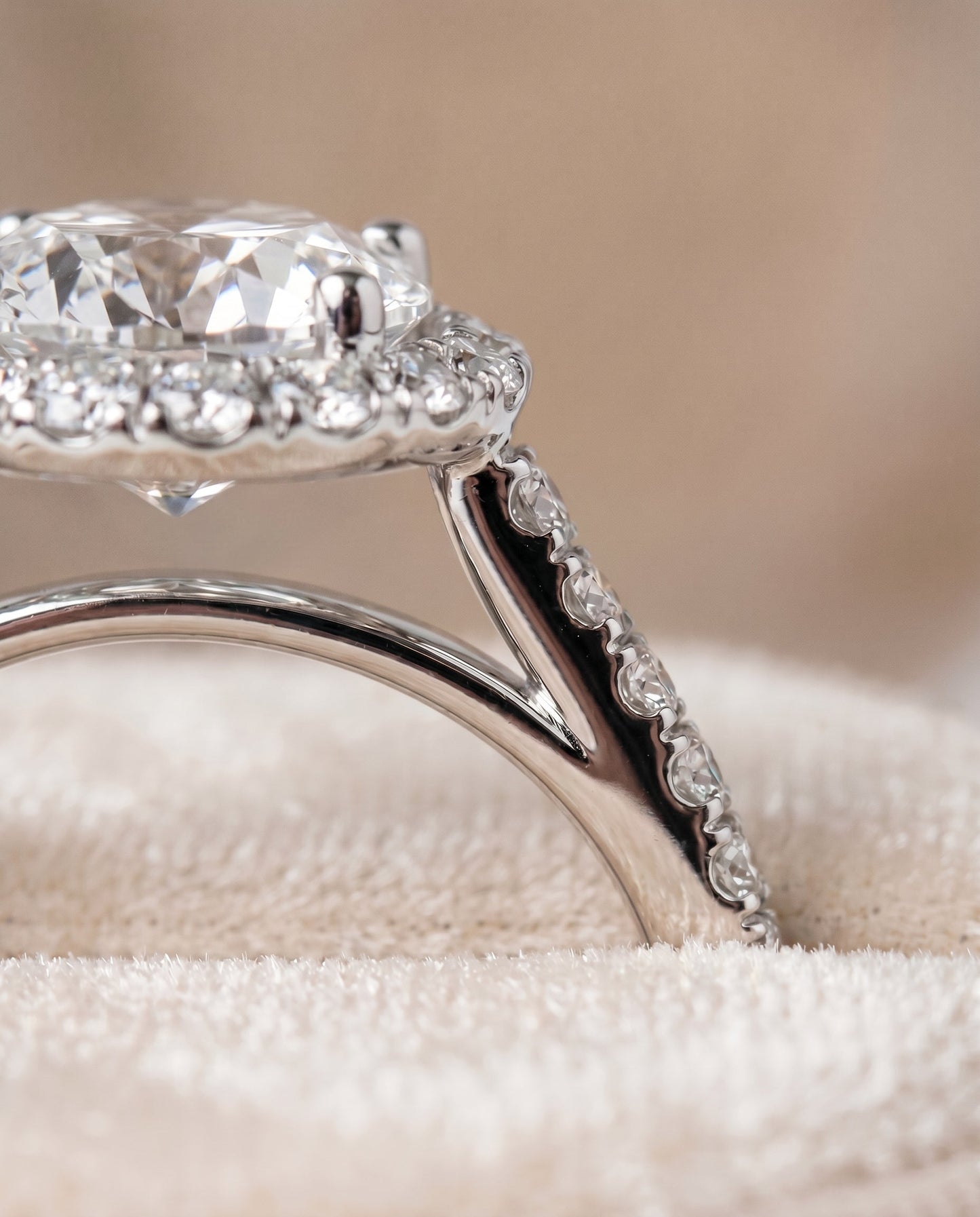Dylan Select Petite French Pave Halo Marquise in 18K White Gold – view 4