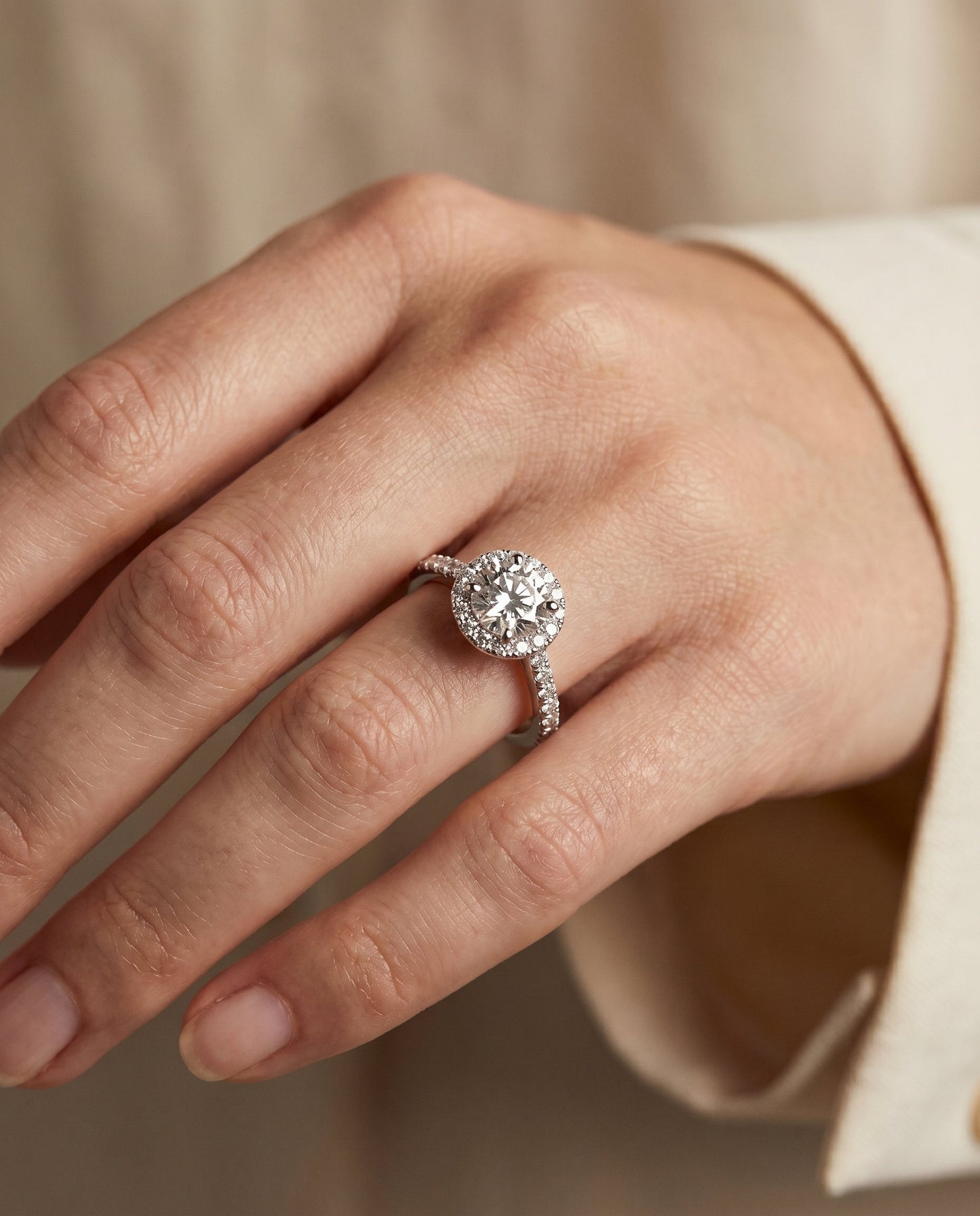 Dylan Select Petite French Pave Halo in Platinum – view 3