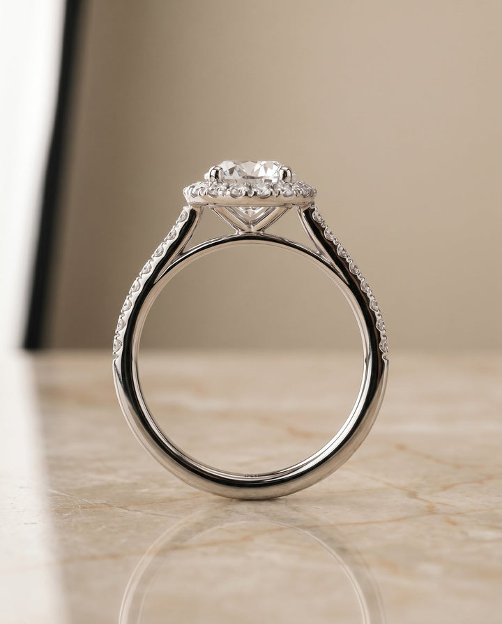 Dylan Select Petite French Pave Halo Marquise in 18K White Gold – view 6