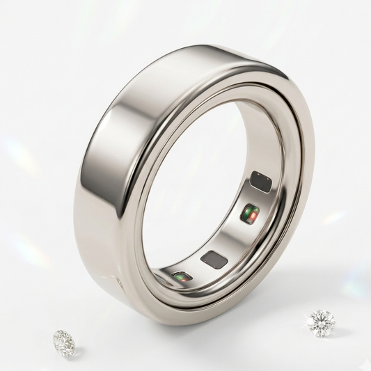Polished Gold Cover for Oura Ring, in 14K White Gold | RockHer