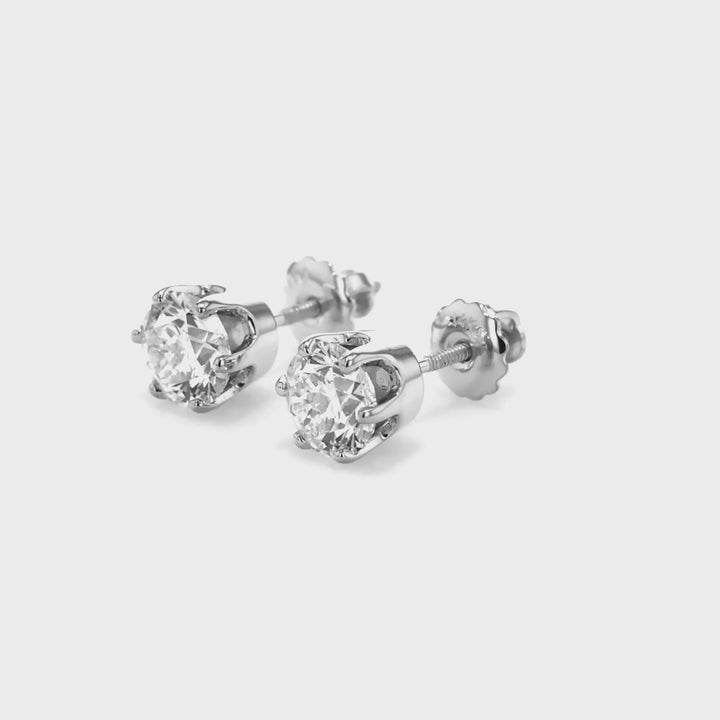 8ct tw Round Brilliant Lab Diamond Stud Earrings, in 14K White Gold – view 18 | RockHer