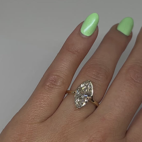 Marquise, Asymmetrical Curved Band Engagement Ring – side profile | RockHer