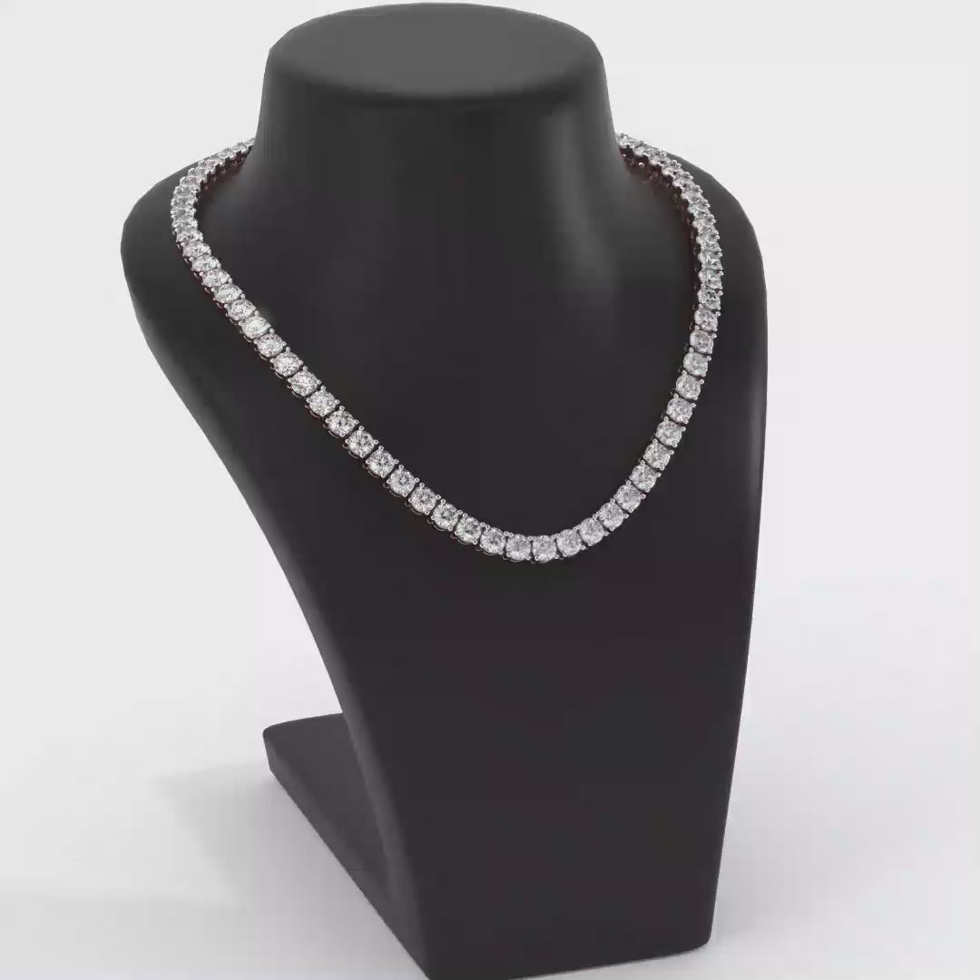 Riviera Lab Grown Diamond Tennis Necklace EFG Color, VS Clarity, IGI Certified (5-25ctw) – side profile | RockHer