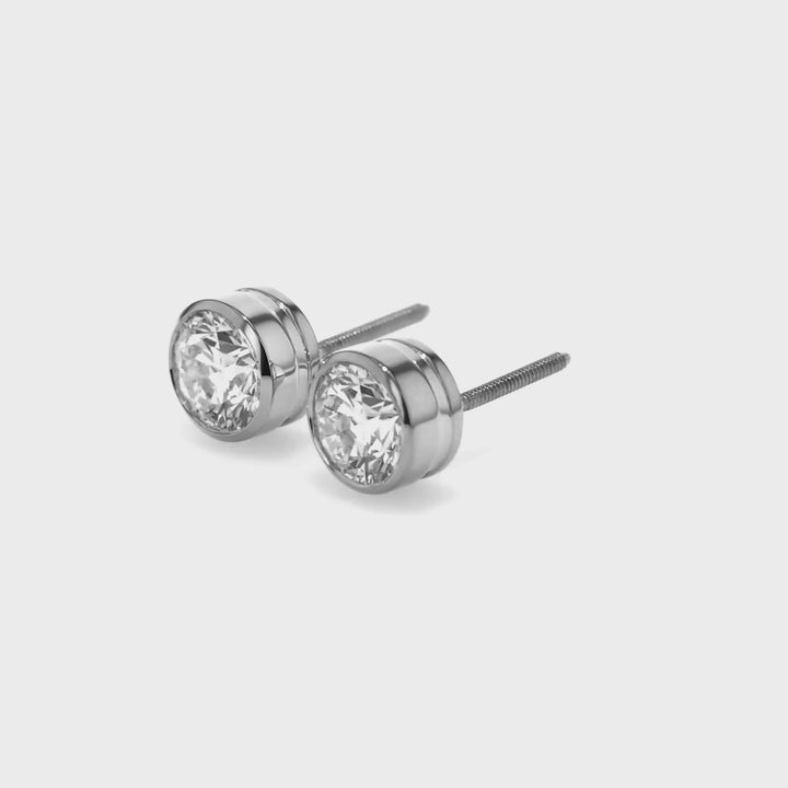 8ct tw Round Brilliant Lab Diamond Stud Earrings, in 14K White Gold – view 26 | RockHer