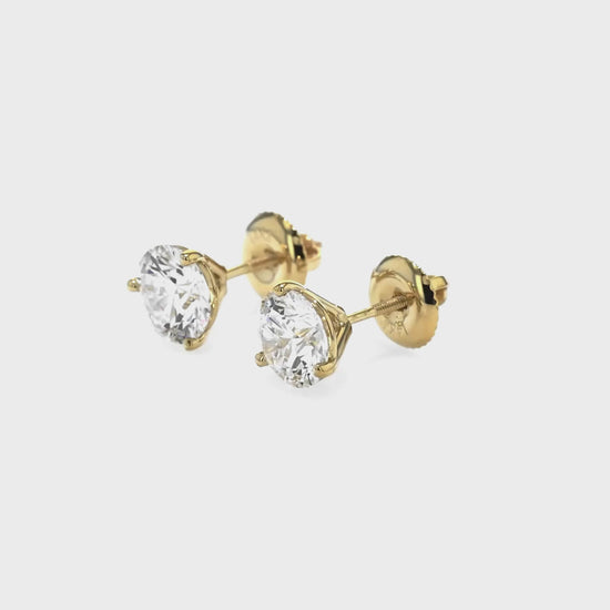 8ct tw Round Brilliant Lab Diamond Stud Earrings, in 14K White Gold – detail view | RockHer