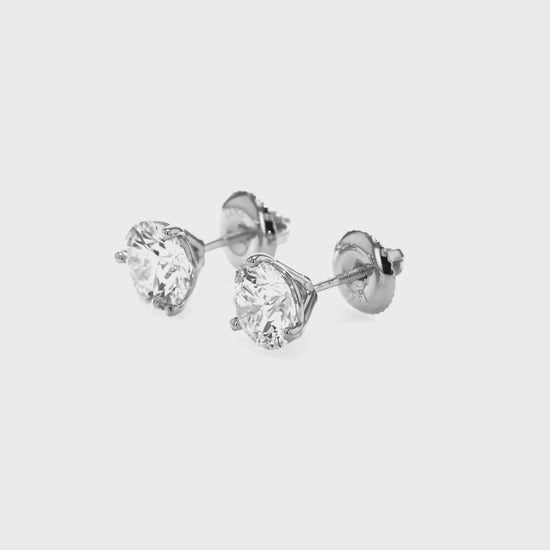 8ct tw Round Brilliant Lab Diamond Stud Earrings, in 14K White Gold – view 27 | RockHer