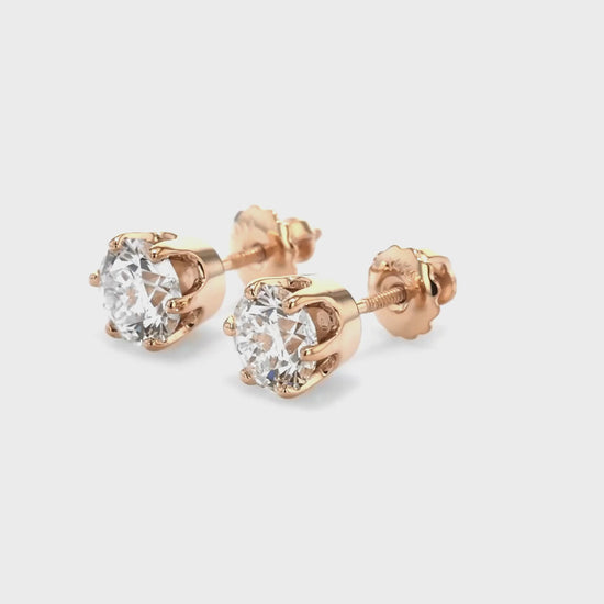 8ct tw Round Brilliant Lab Diamond Stud Earrings, in 14K White Gold – view 16 | RockHer