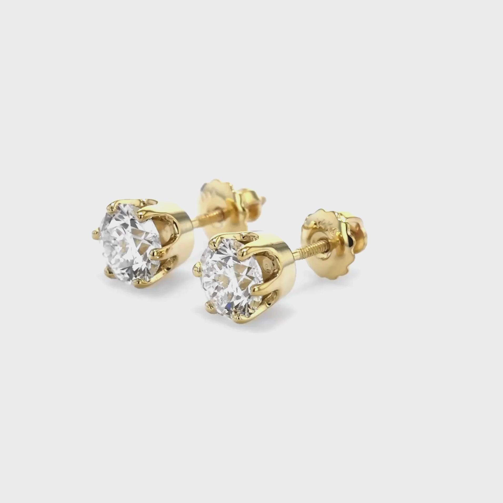 8ct tw Round Brilliant Lab Diamond Stud Earrings, in 14K White Gold – view 24 | RockHer