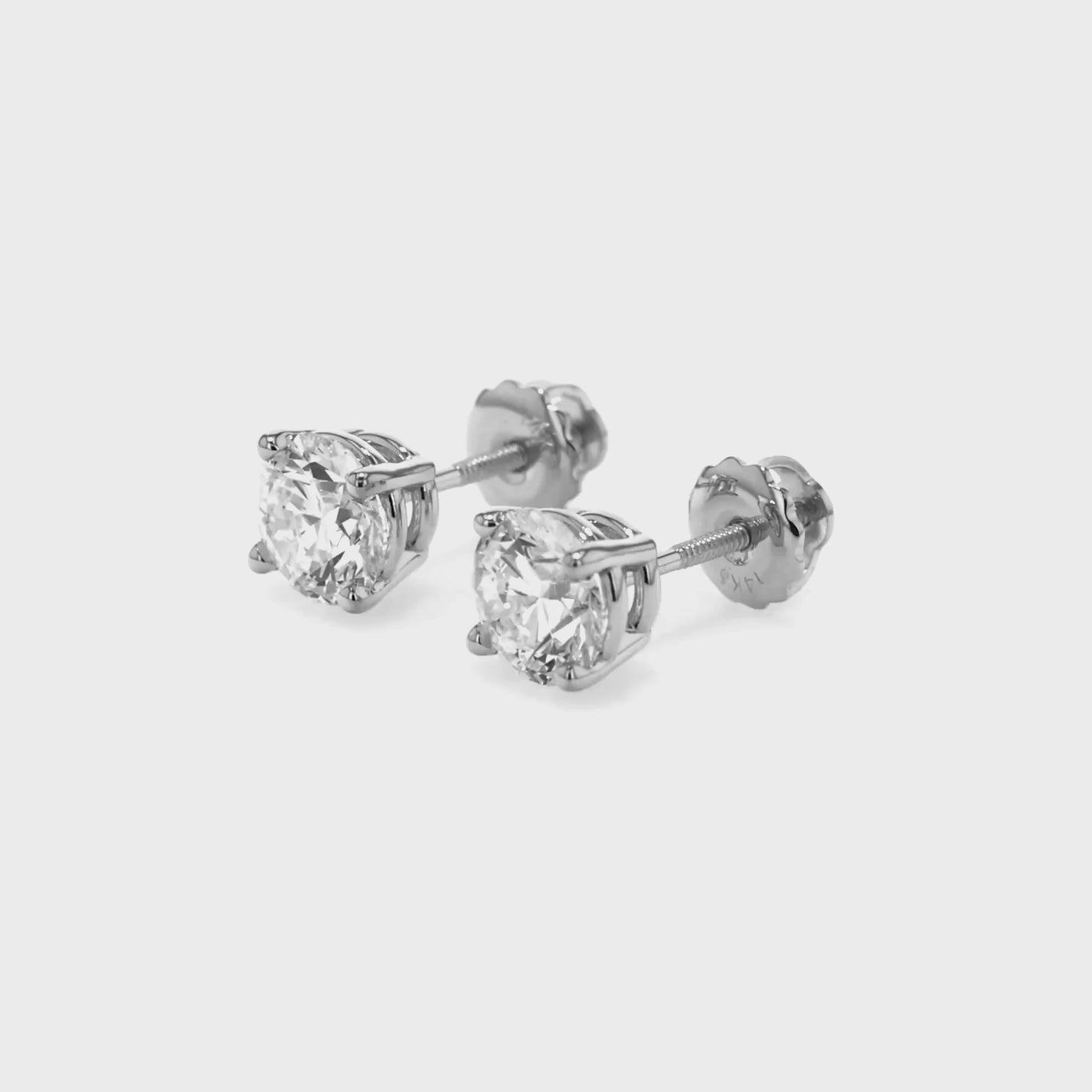 8ct tw Round Brilliant Lab Diamond Stud Earrings, in 14K White Gold – view 19 | RockHer