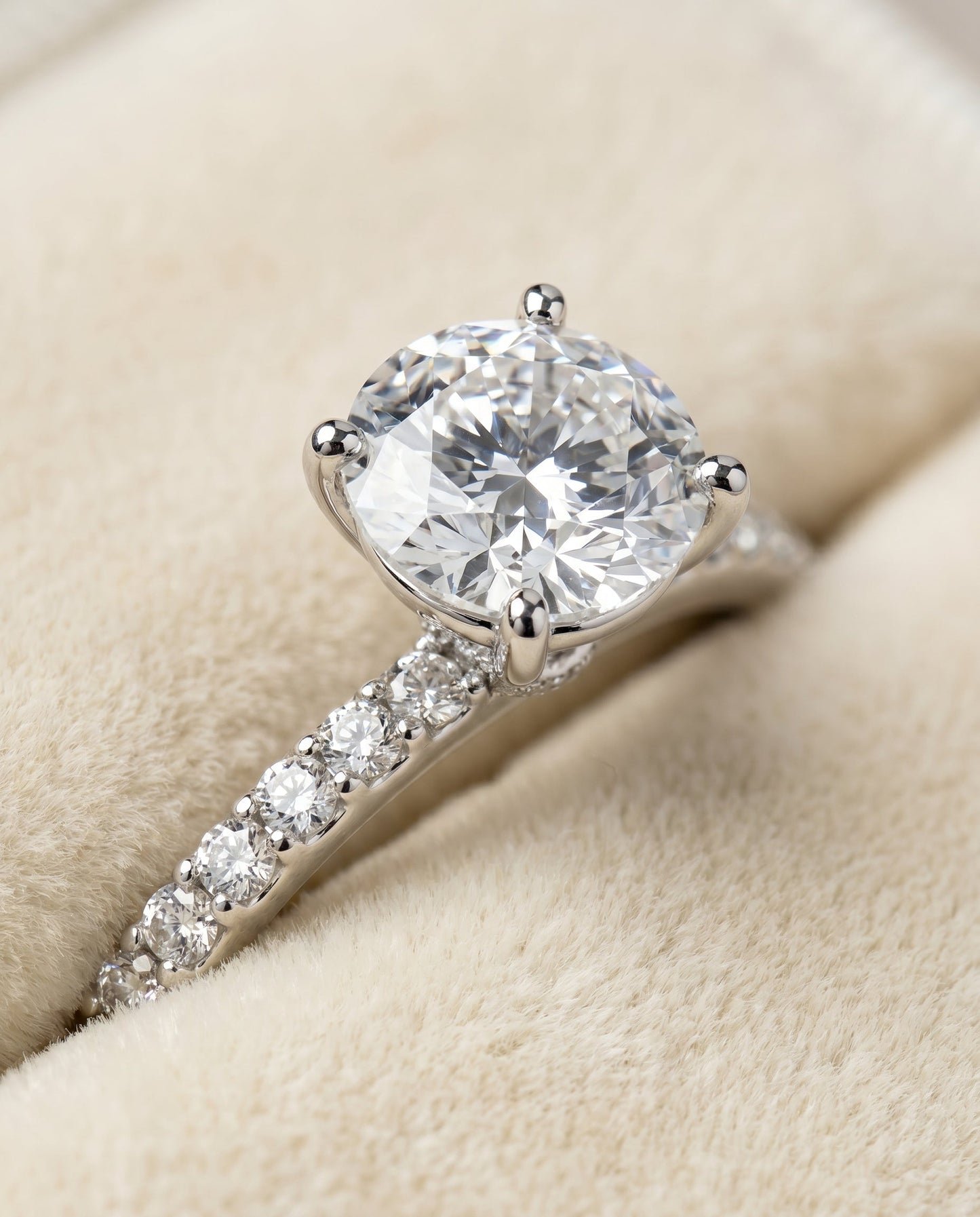 Cherie Select Quarter Shank Hidden Halo Solitaire in 18K White Gold – view 4